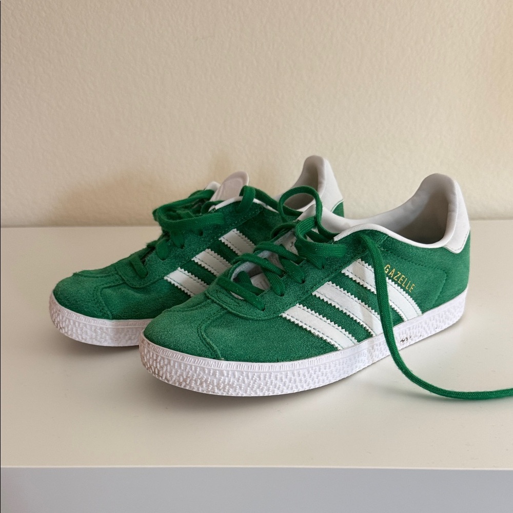 Adidas Kids Green and White Gazelle Sneakers
